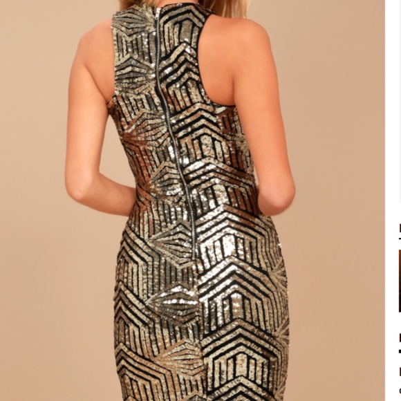 COPY - Royal Flush Black and Gold Sequin Bodycon … - Picture 2 of 4